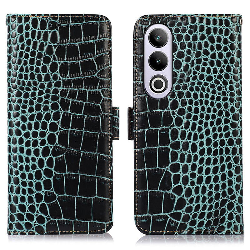 For OnePlus Nord CE4 5G / Ace 3V 5G Case Genuine Cow Leather Wallet Phone Cover Crocodile Texture
