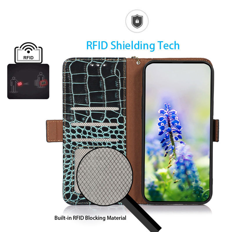 For OnePlus Nord CE4 5G / Ace 3V 5G Case Genuine Cow Leather Wallet Phone Cover Crocodile Texture
