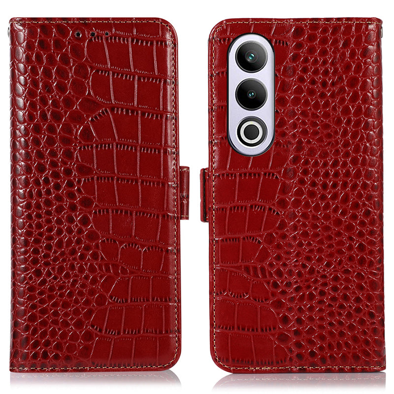For OnePlus Nord CE4 5G / Ace 3V 5G Case Genuine Cow Leather Wallet Phone Cover Crocodile Texture