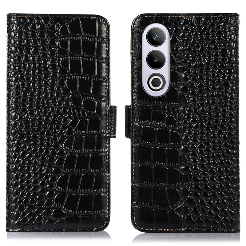 For OnePlus Nord CE4 5G / Ace 3V 5G Case Genuine Cow Leather Wallet Phone Cover Crocodile Texture