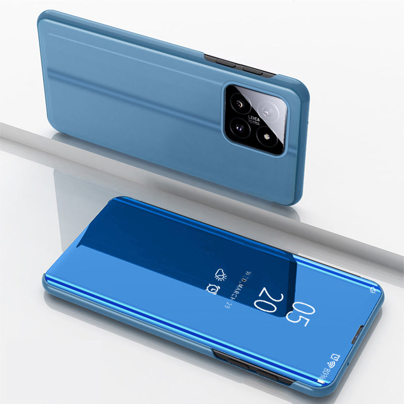 For Xiaomi 14 Case Leather+PC Stand View Window Cell Phone Cover