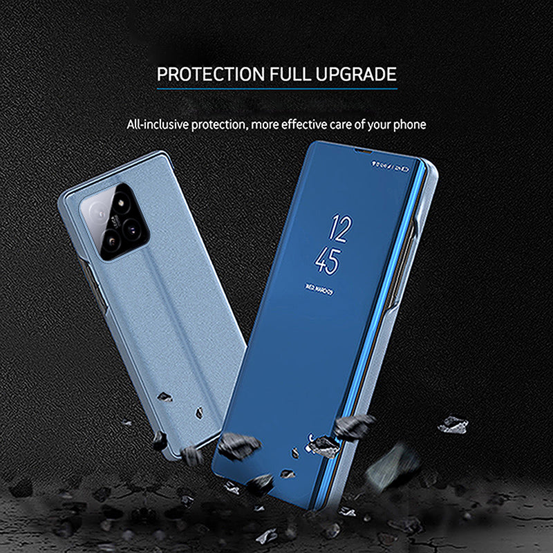 For Xiaomi 14 Case Leather+PC Stand View Window Cell Phone Cover