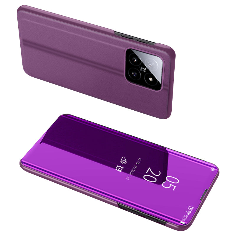 For Xiaomi 14 Case Leather+PC Stand View Window Cell Phone Cover