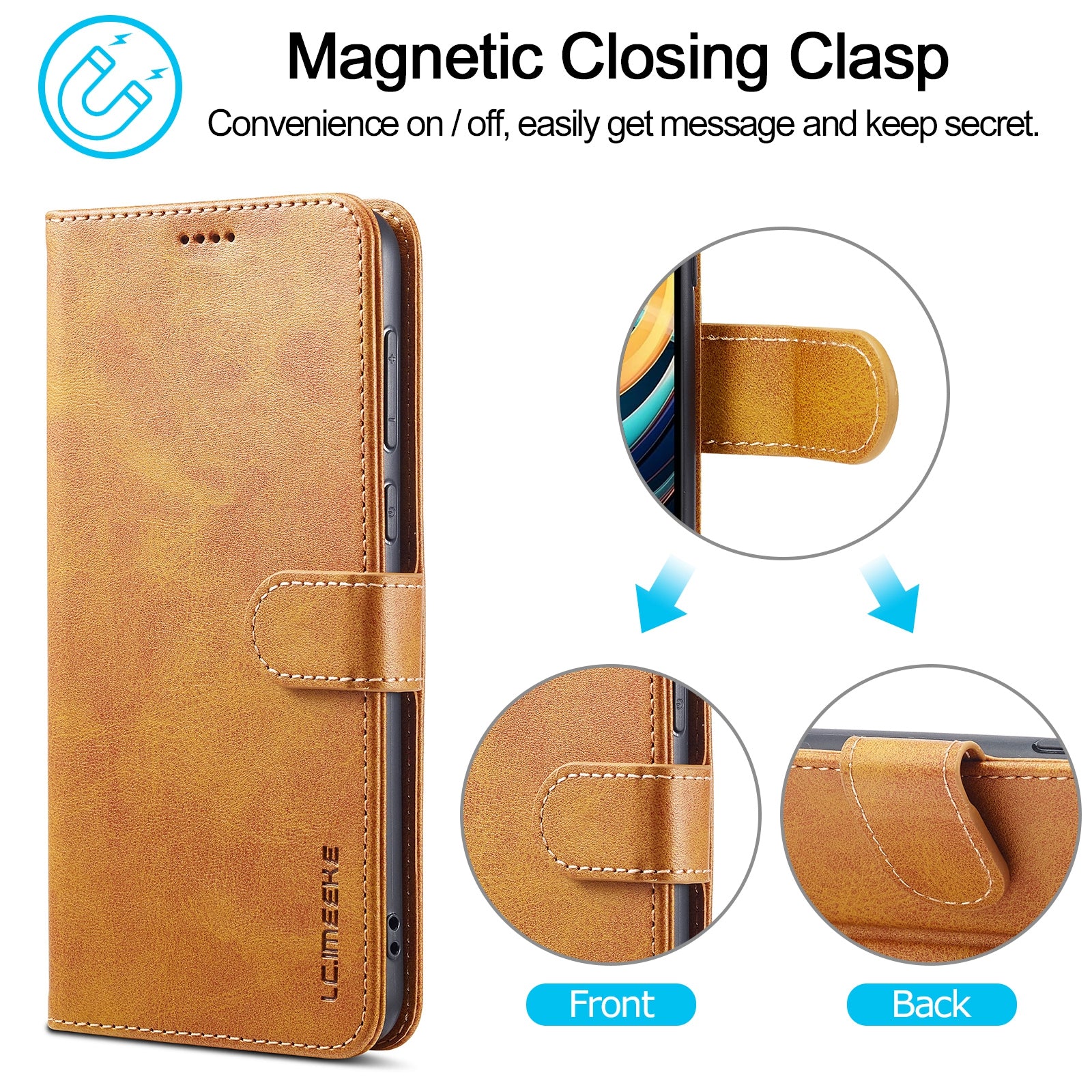 LC.IMEEKE For Xiaomi Redmi A3 / Poco C61 4G Case Calf Texture Flip Stand Shockproof Phone Cover