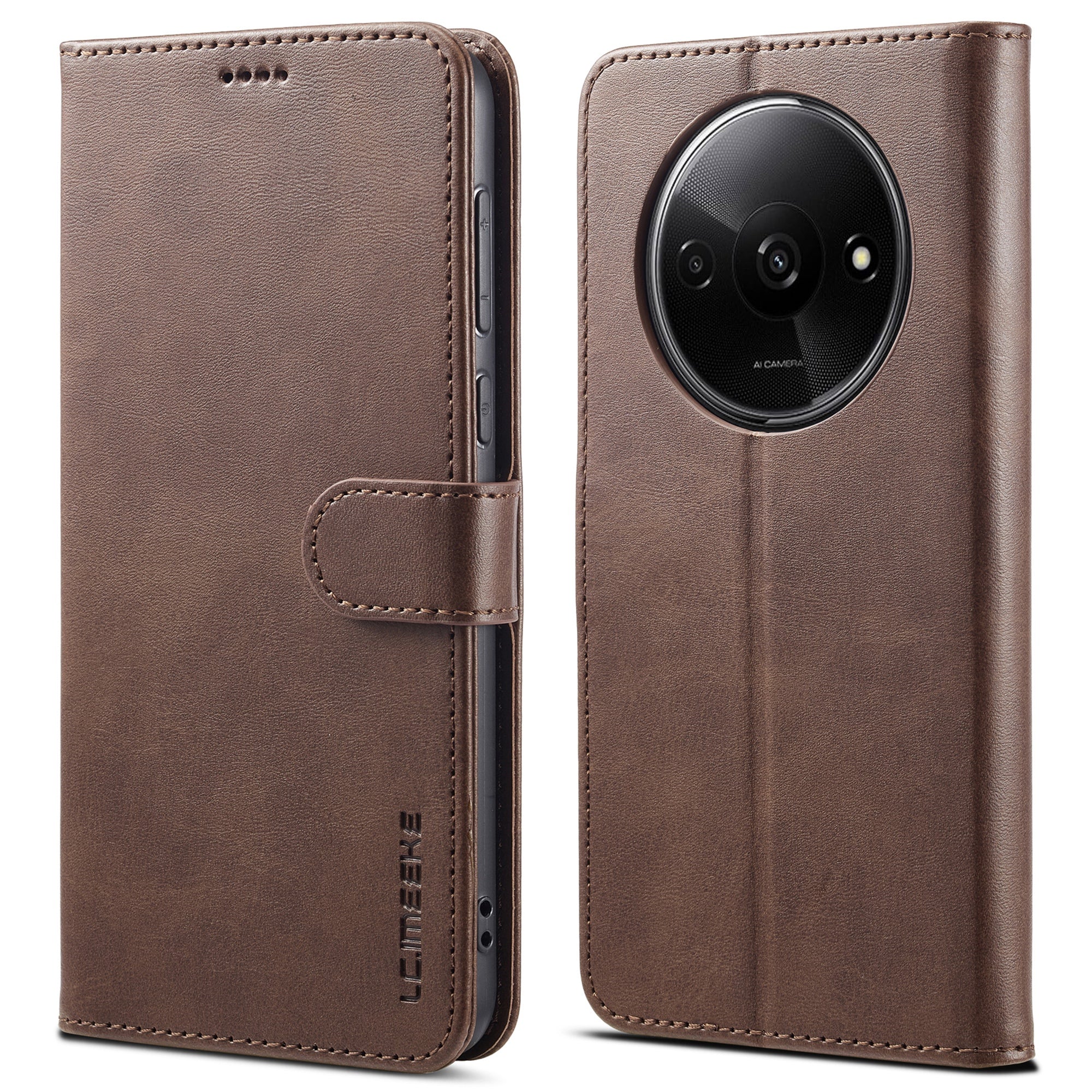LC.IMEEKE For Xiaomi Redmi A3 / Poco C61 4G Case Calf Texture Flip Stand Shockproof Phone Cover