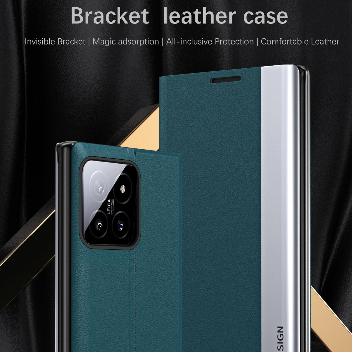 For Xiaomi 14 Case Nano Adsorption PU Leather Stand Phone Cover