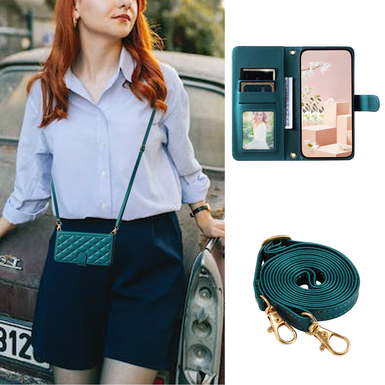 For Oppo A58 4G Case PU Leather Flip Stand View Crossbody Phone Cover