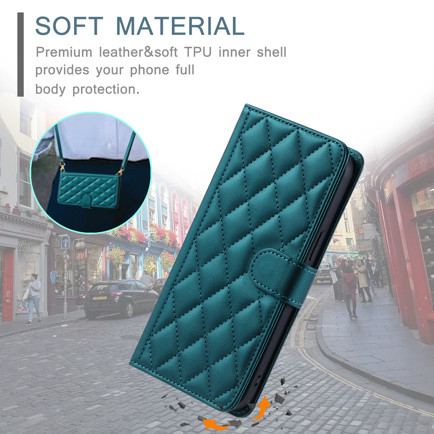 For Oppo A58 4G Case PU Leather Flip Stand View Crossbody Phone Cover