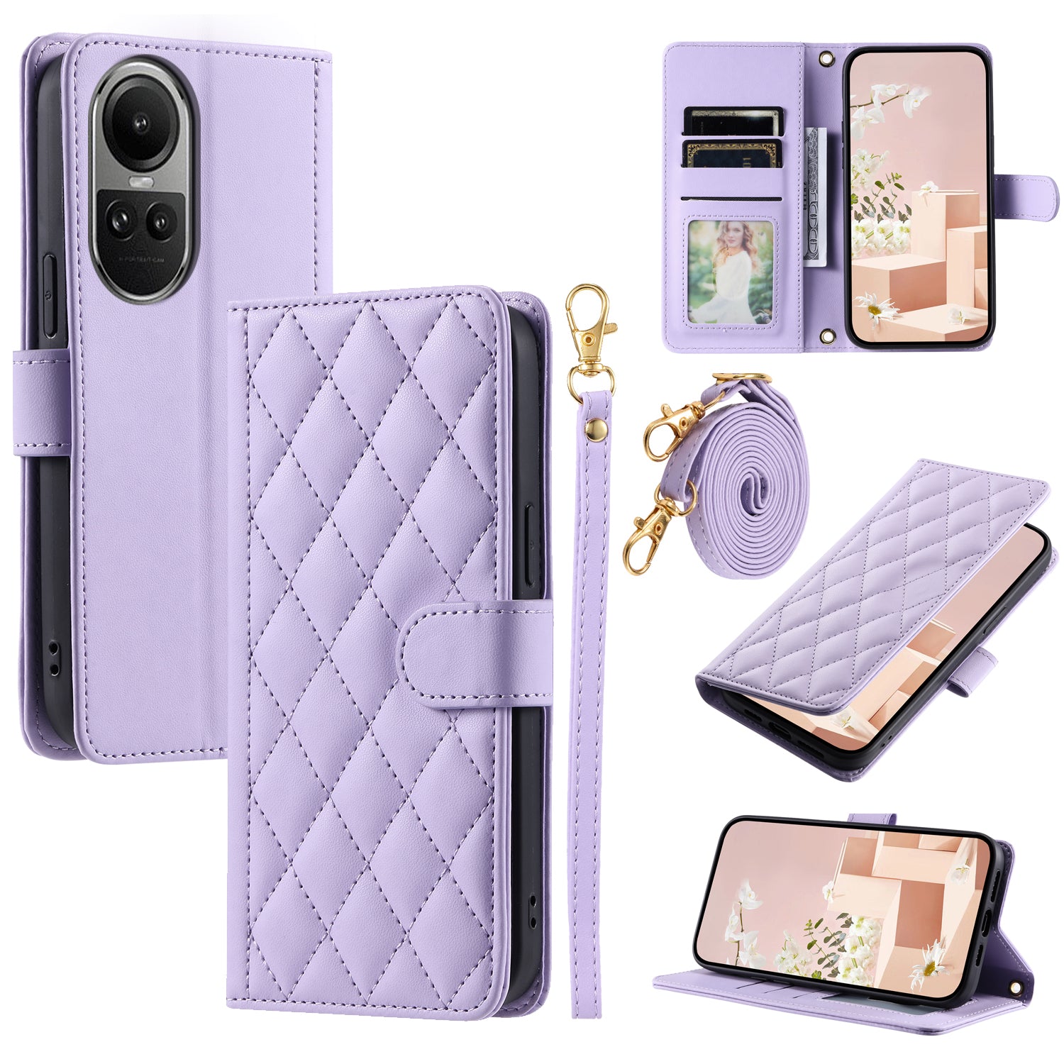 For Oppo Reno10 5G (Global) / Reno10 Pro 5G (Global) Case PU Leather Flip Stand Phone Cover