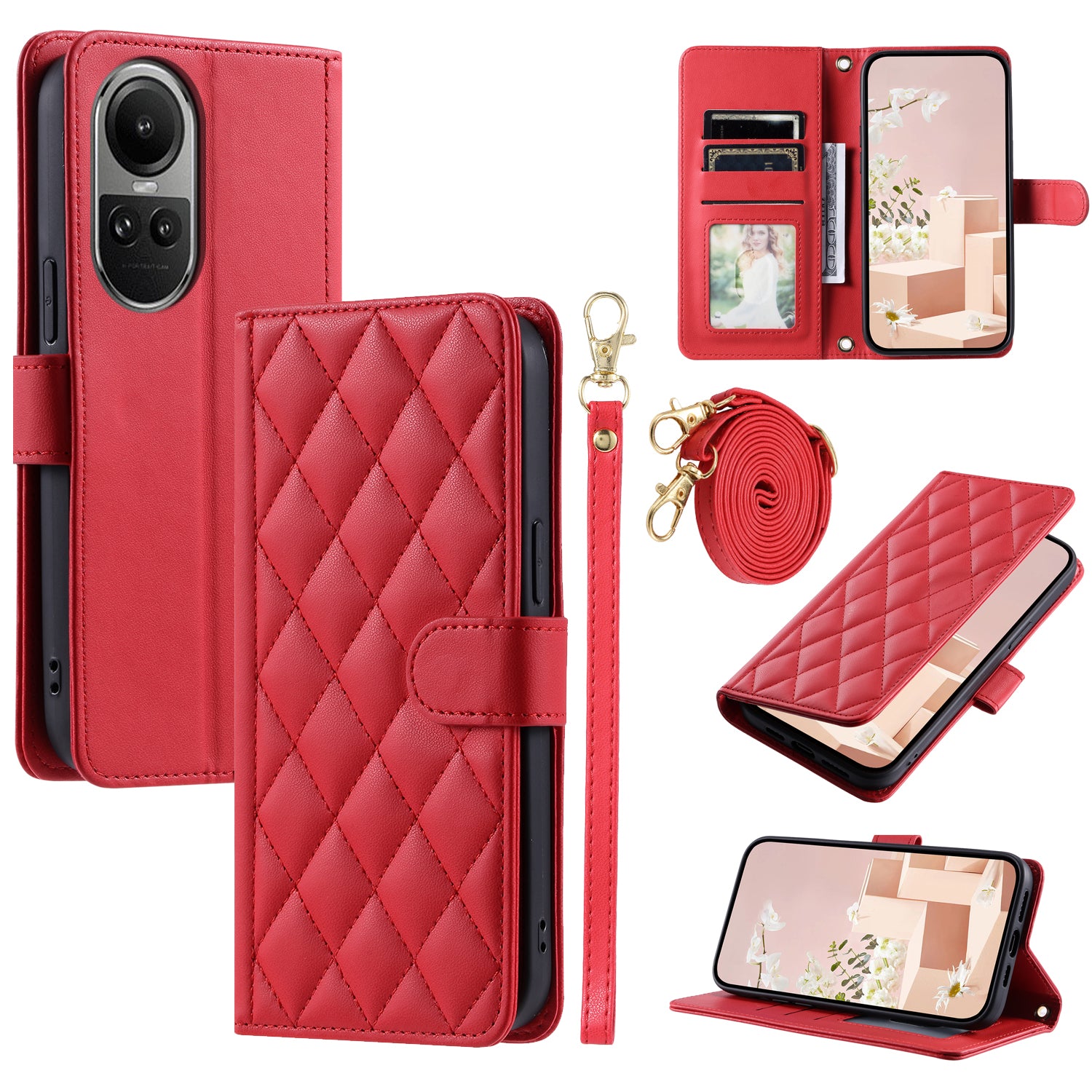 For Oppo Reno10 5G (Global) / Reno10 Pro 5G (Global) Case PU Leather Flip Stand Phone Cover