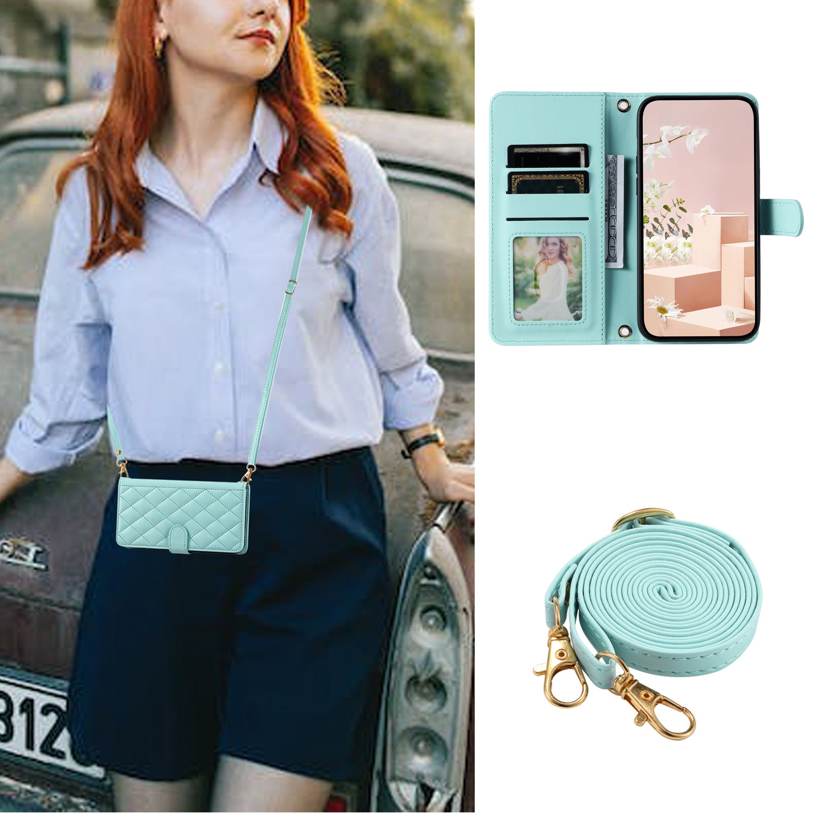 For vivo Y20 / Y20i / Y20s / Y20A / Y20G / Y11s / Y12s / iQOO U1x / Y12a Case Leather Wallet Flip Phone Cover with Shoulder Strap