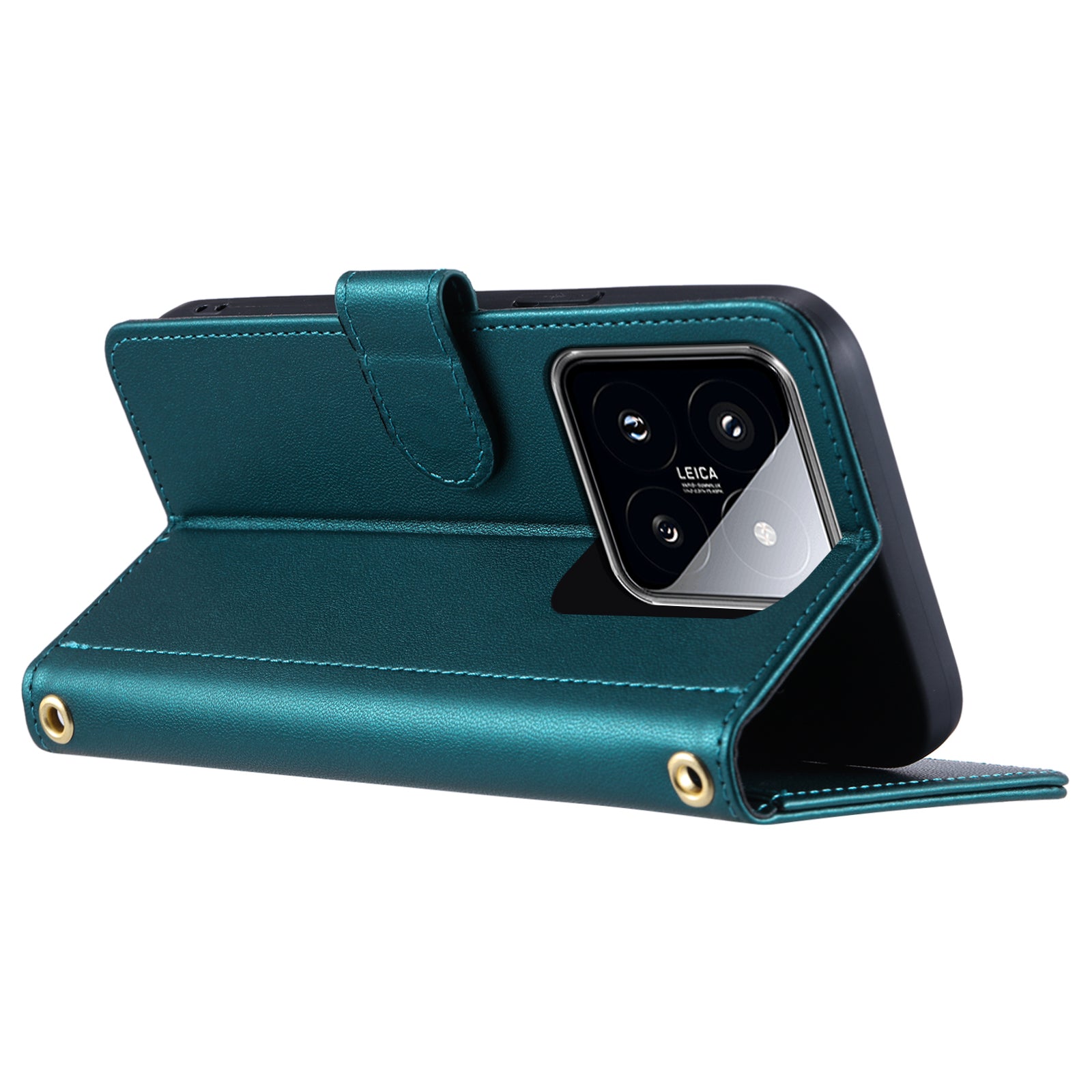 For Xiaomi 14 Pro Case Rhombus Grid Stand Phone Cover with Crossbody Lanyard
