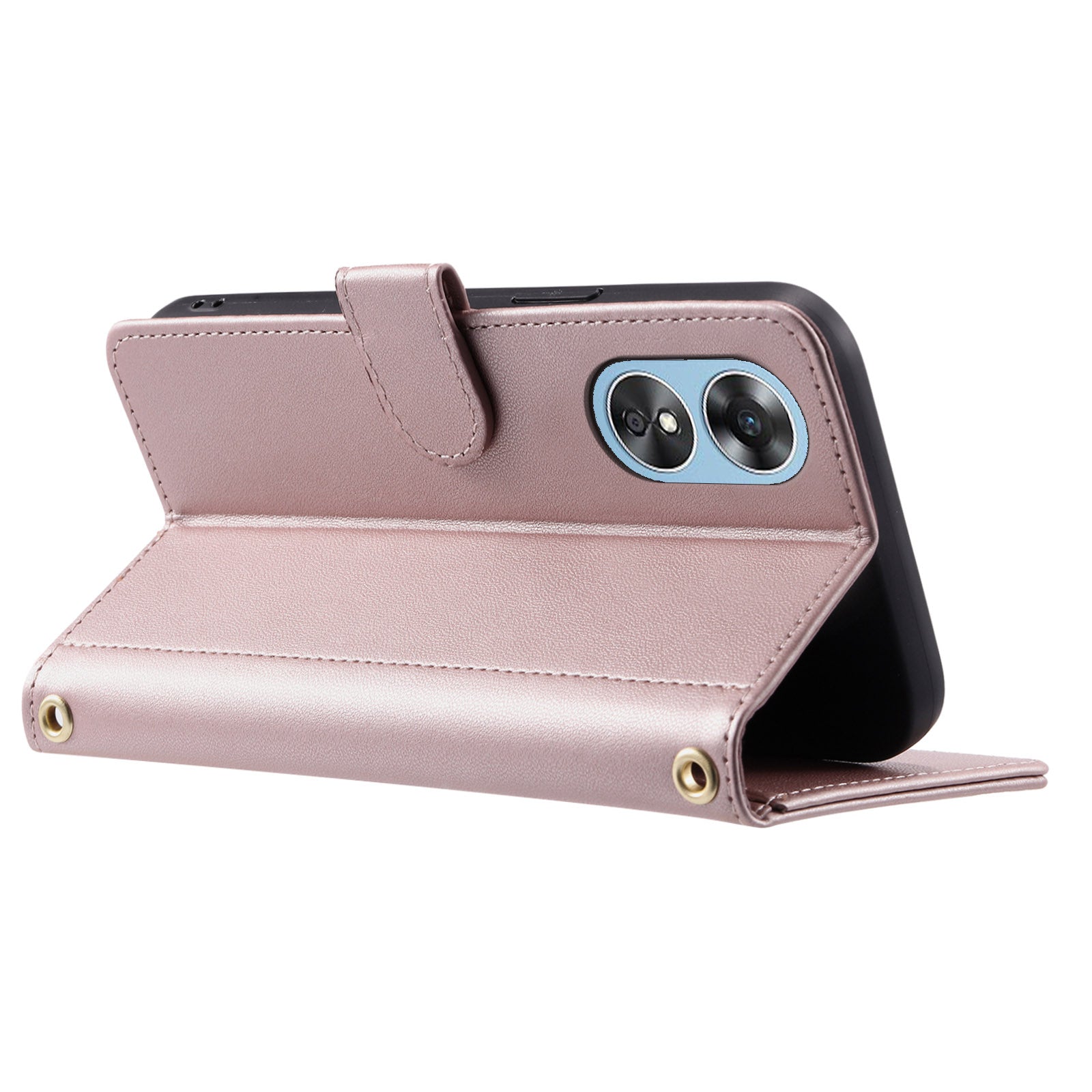 For Oppo A38 4G / A18 4G Case with Crossbody Strap Rhombus Pattern Stand PU Leather Phone Cover