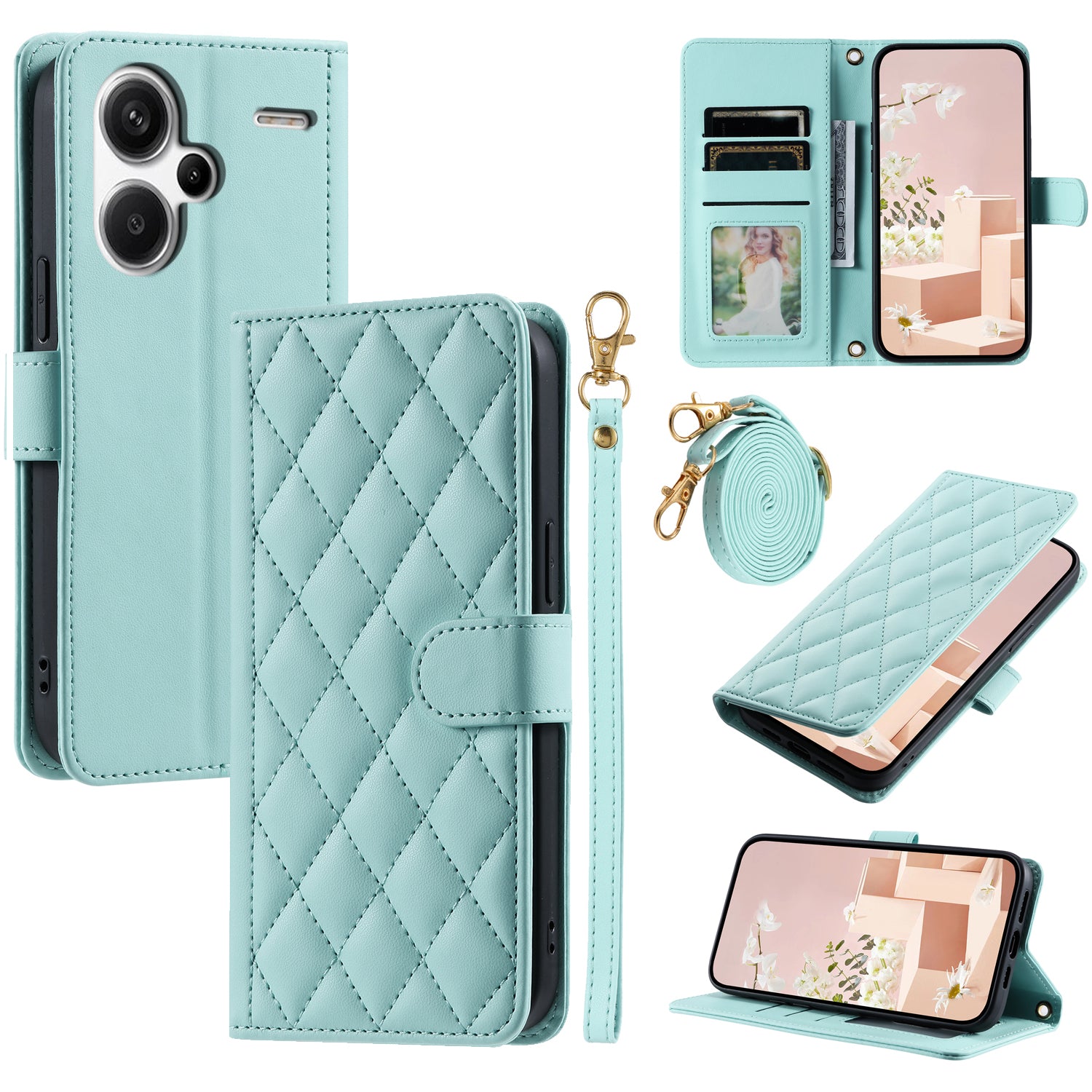 For Xiaomi Redmi Note 13 Pro+ 5G Case PU Leather Flip Stand View Crossbody Phone Cover