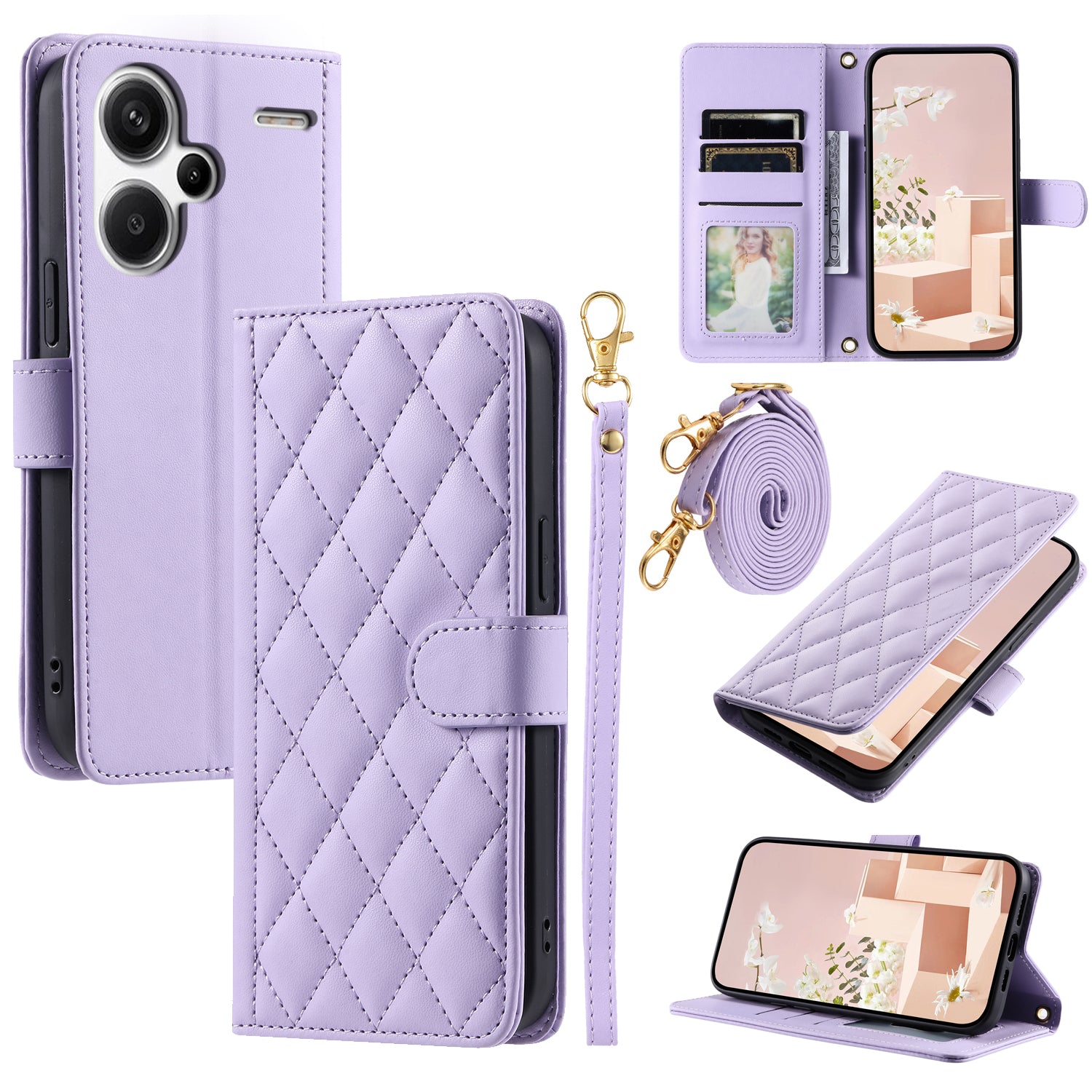 For Xiaomi Redmi Note 13 Pro+ 5G Case PU Leather Flip Stand View Crossbody Phone Cover