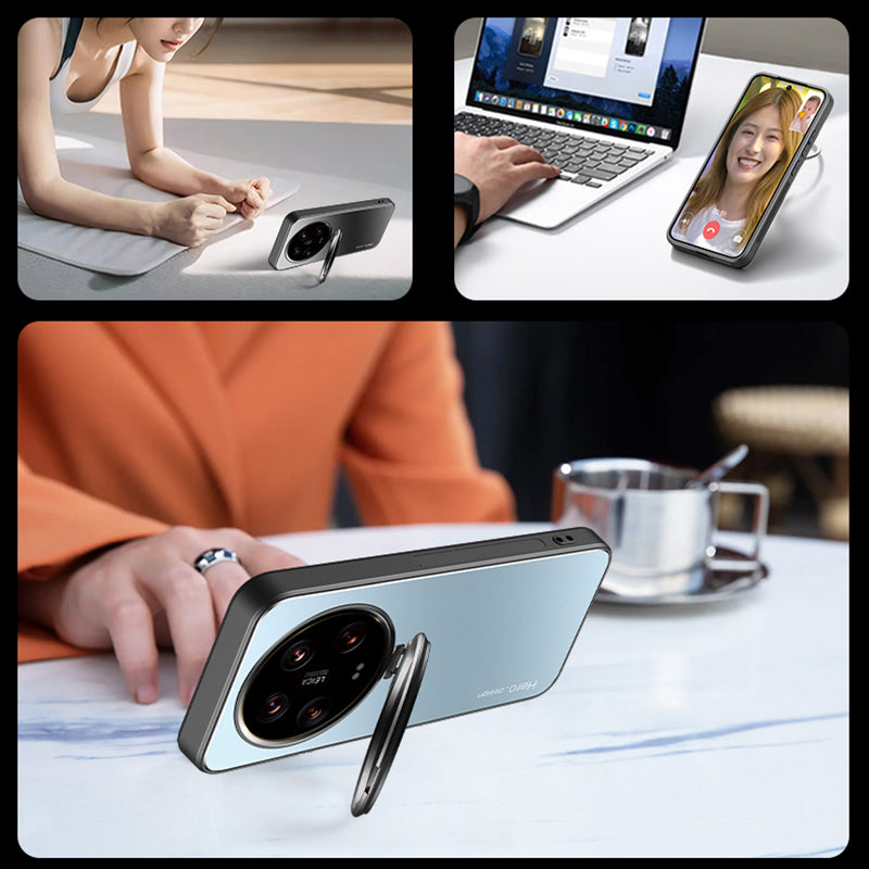 For Xiaomi 14 Ultra Phone Case Magnetic Hidden Kickstand Back Cover Full Lens Protection
