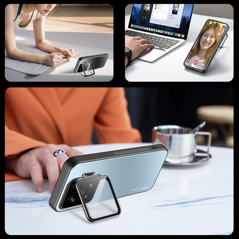 For Xiaomi 14 Case Lens Guard Kickstand PC+TPU Phone Cover Support Magnetic Car Mount