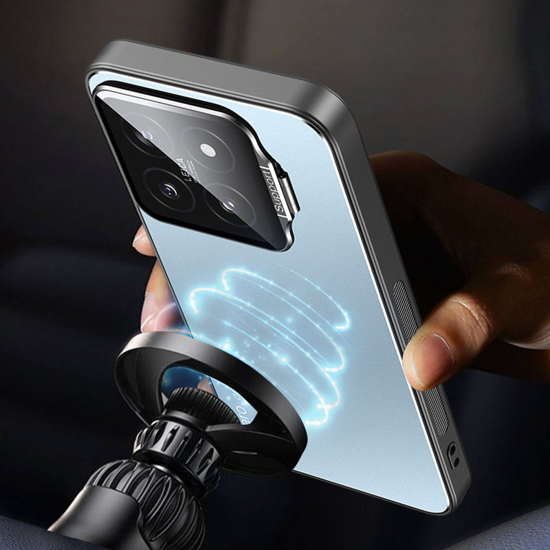 For Xiaomi 14 Case Lens Guard Kickstand PC+TPU Phone Cover Support Magnetic Car Mount