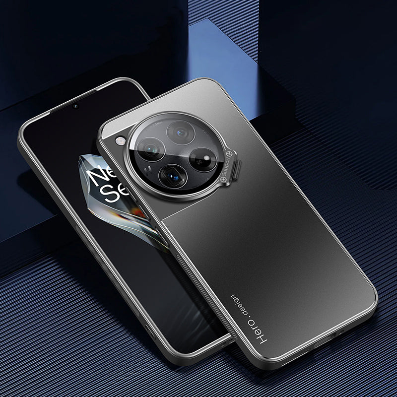 For OnePlus 12 5G Case Built-in Lens Film Hidden Kickstand Phone Cover Support Magnetic Car Mount