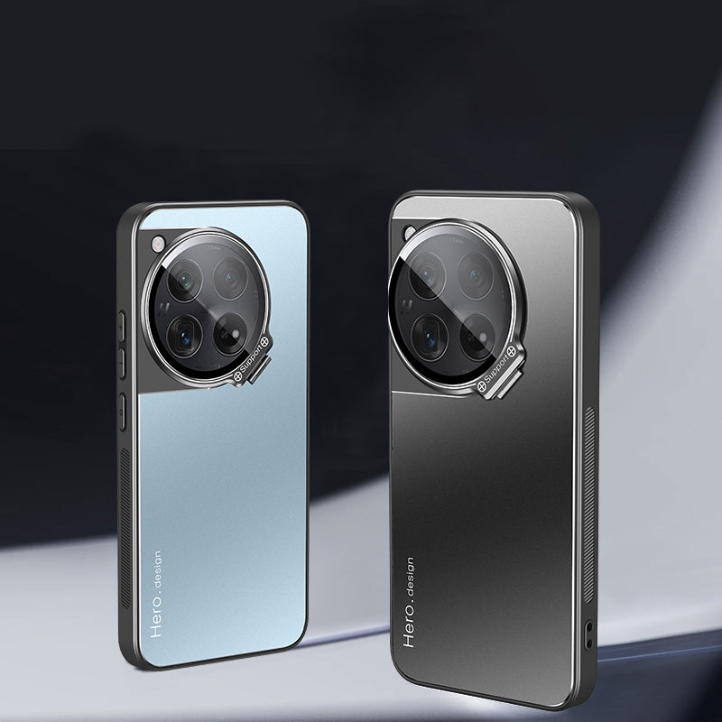 For OnePlus 12 5G Case Built-in Lens Film Hidden Kickstand Phone Cover Support Magnetic Car Mount