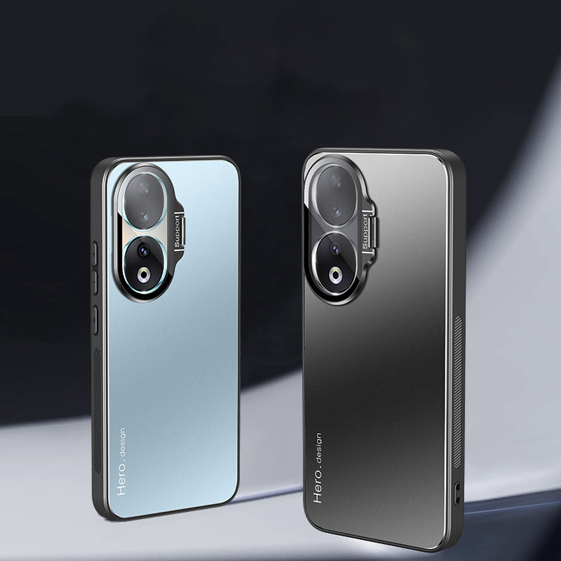 For Honor 90 Metal Lens Frame Kickstand PC+TPU Phone Cover Works with Magnetic Car Mount