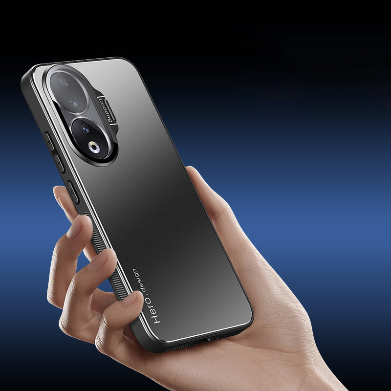 For Honor 90 Metal Lens Frame Kickstand PC+TPU Phone Cover Works with Magnetic Car Mount