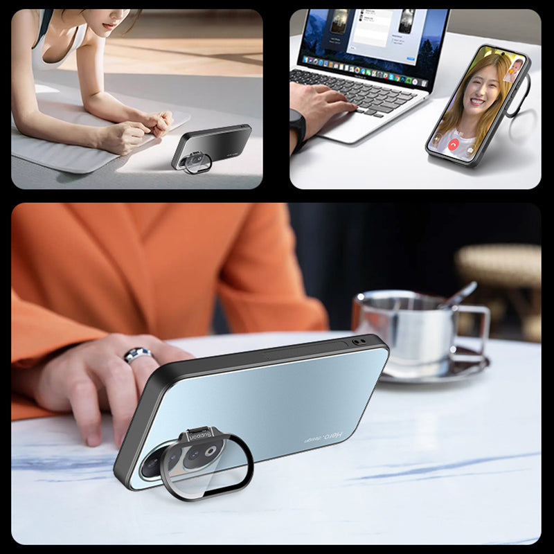 For Honor 90 Metal Lens Frame Kickstand PC+TPU Phone Cover Works with Magnetic Car Mount