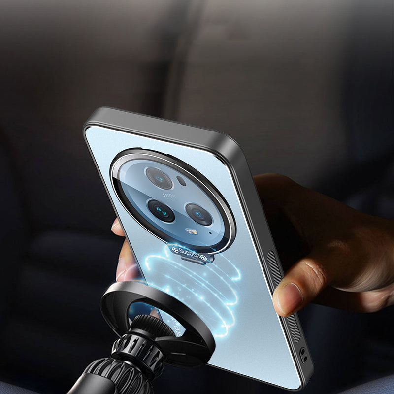 For Honor Magic5 Pro Cell Phone Case Works with Magnetic Car Mount Hidden Kickstand Back Cover
