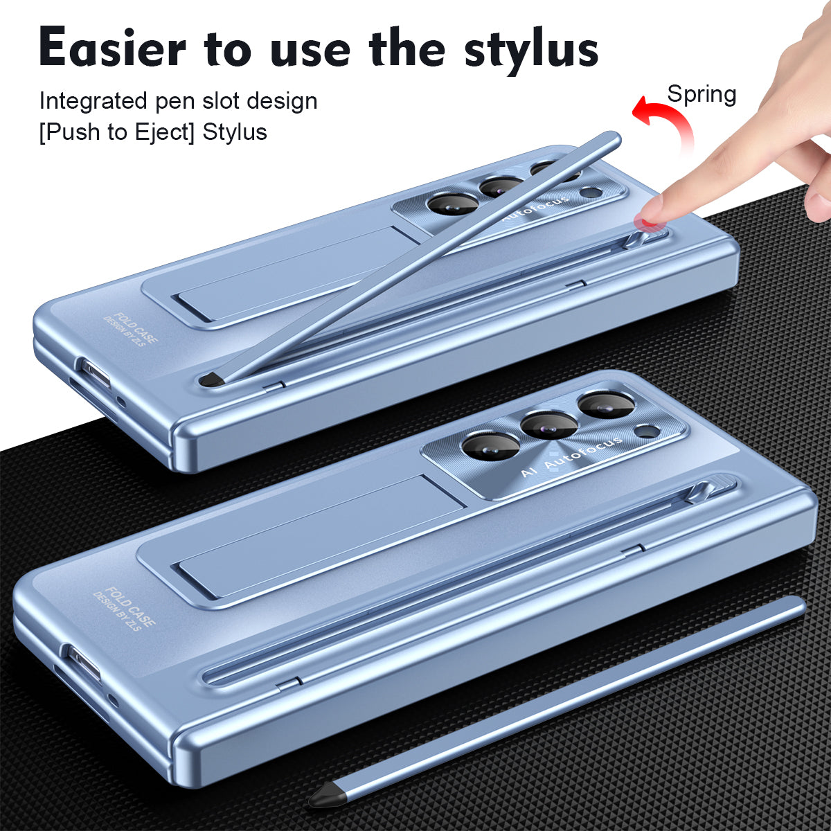 For Samsung Galaxy Z Fold6 5G Kickstand Case Hinge PC Phone Cover with Tempered Glass Film / Stylus