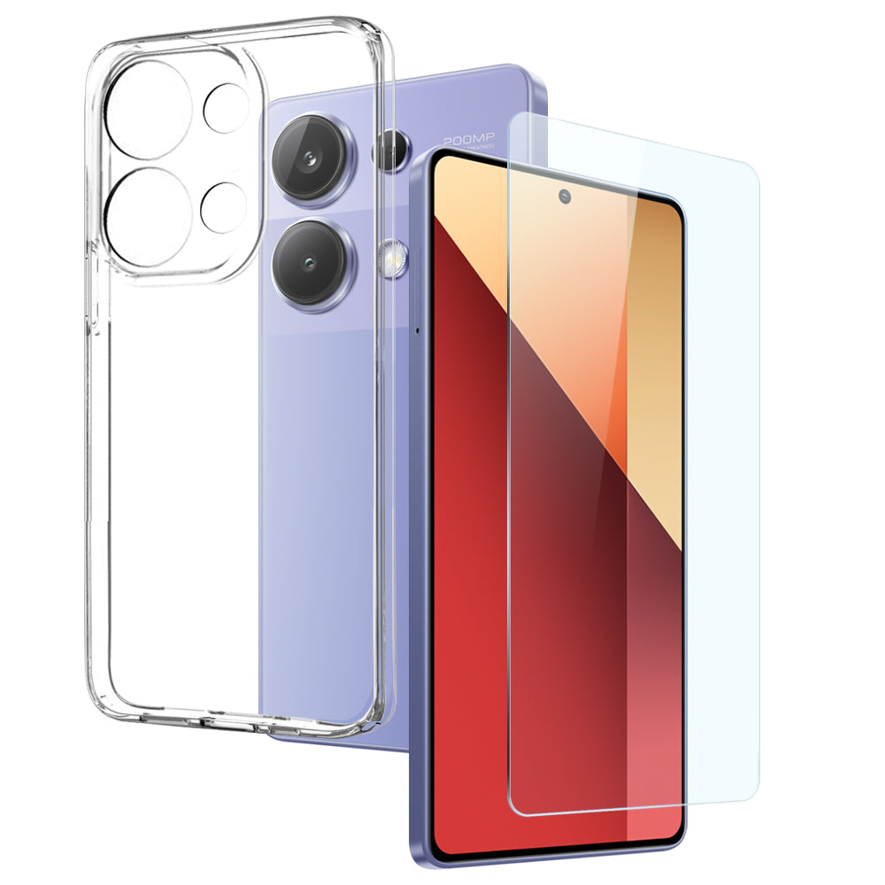 NORTHJO For Xiaomi Redmi Note 13 Pro 4G / Poco M6 Pro 4G Case Soft TPU Phone Shell with Tempered Glass Film