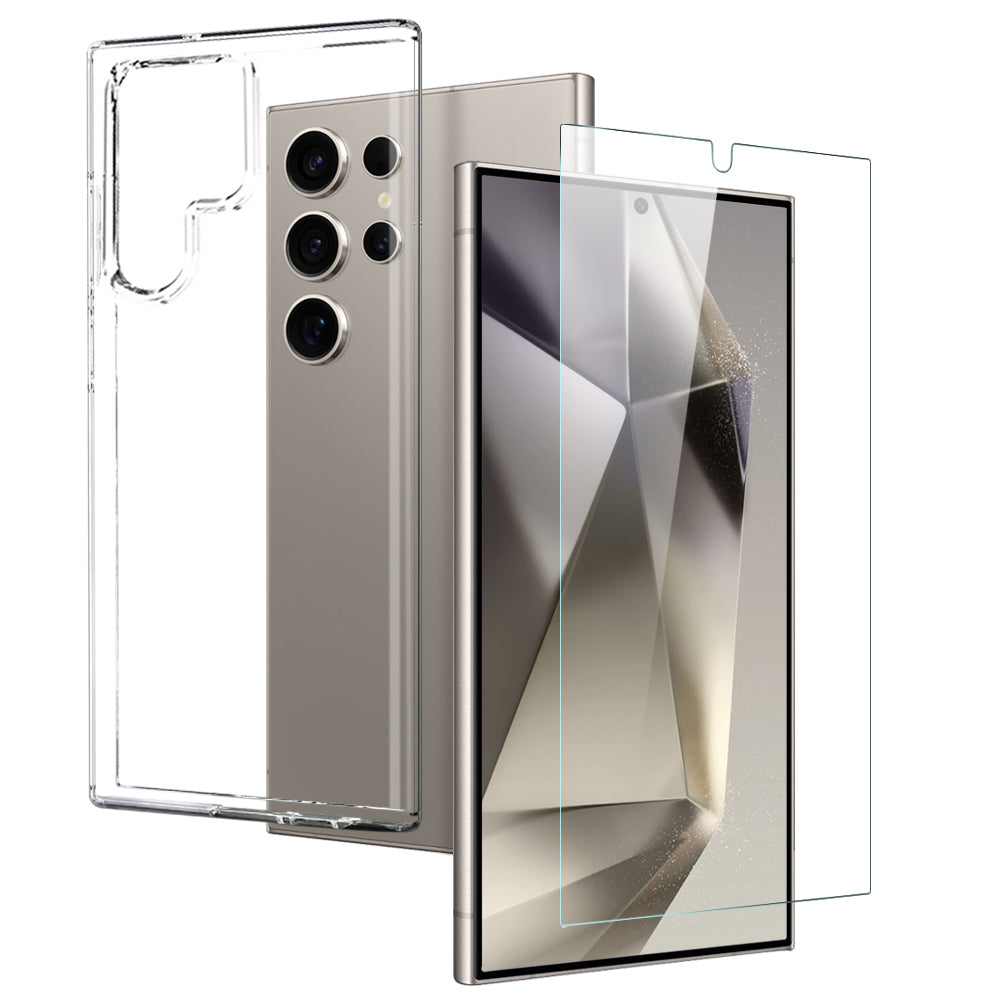 NORTHJO For Samsung Galaxy S24 Ultra TPU Phone Case+Tempered Glass Film (Support Fingerprint Unlock)