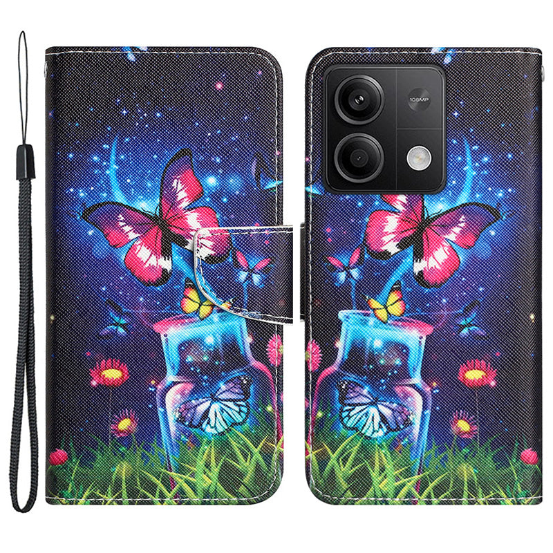 For Xiaomi Redmi Note 13 5G Case PU Leather Magnetic Clasp Pattern Printing Phone Cover