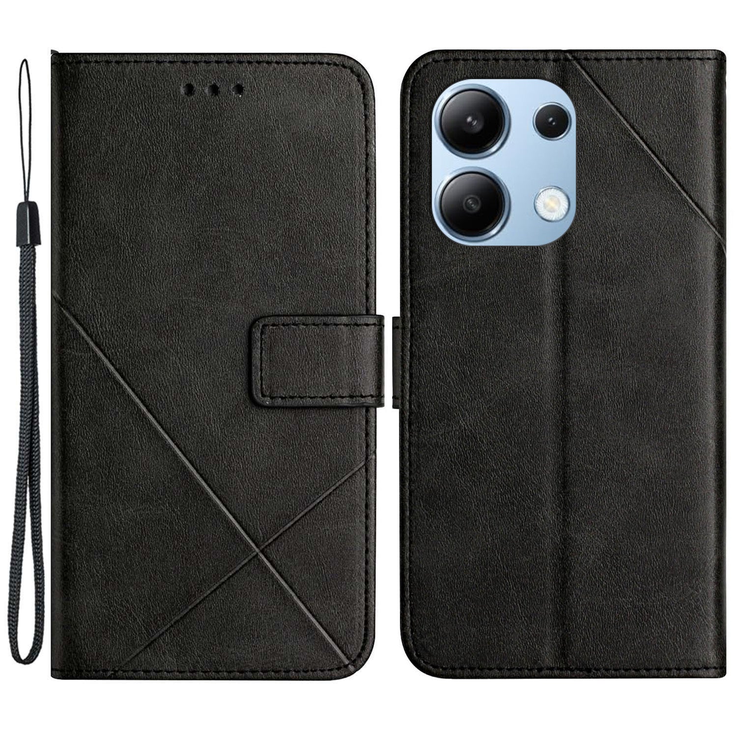 For Xiaomi Redmi Note 13 4G Case Leather Wallet Line Pattern Phone Cover