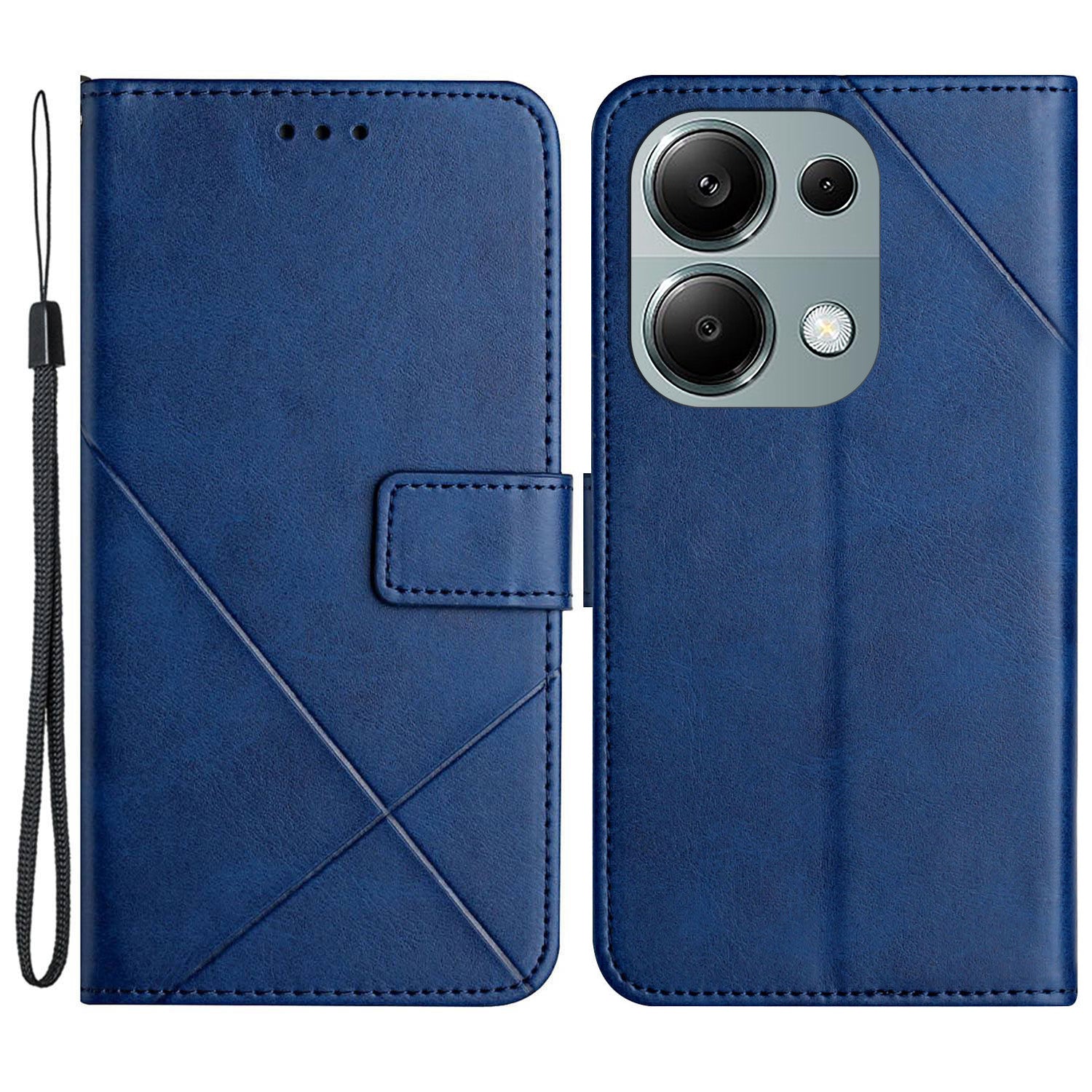 For Xiaomi Redmi Note 13 Pro 4G / Poco M6 Pro 4G Case Lines Imprinted PU Leather Wallet Stand Phone Cover