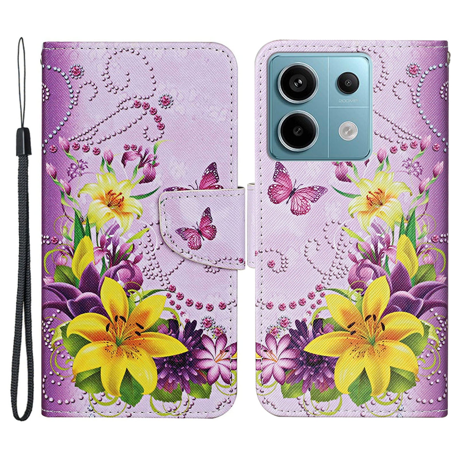 For Xiaomi Redmi Note 13 Pro 5G / Poco X6 5G Wallet Case Pattern Print Leather Phone Cover