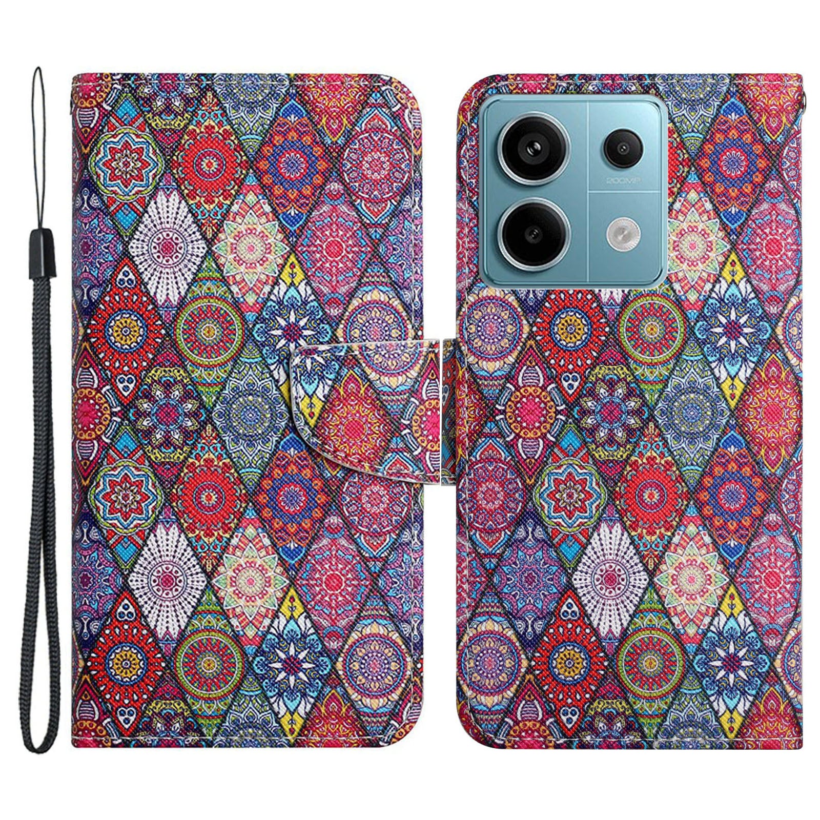 For Xiaomi Redmi Note 13 Pro 5G / Poco X6 5G Wallet Case Pattern Print Leather Phone Cover