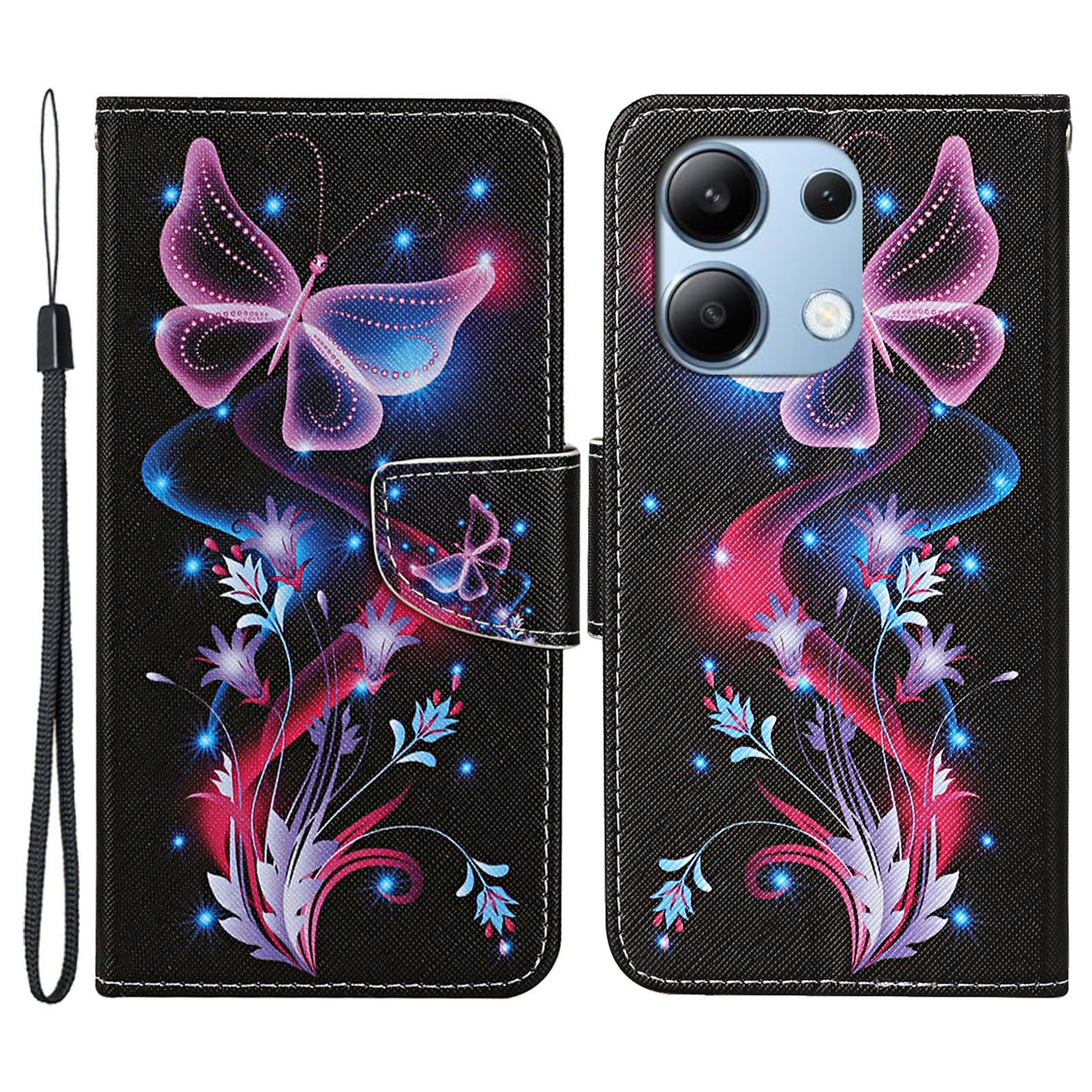 For Xiaomi Redmi Note 13 4G Case PU Leather Stand Wallet Phone Cover Pattern Printing