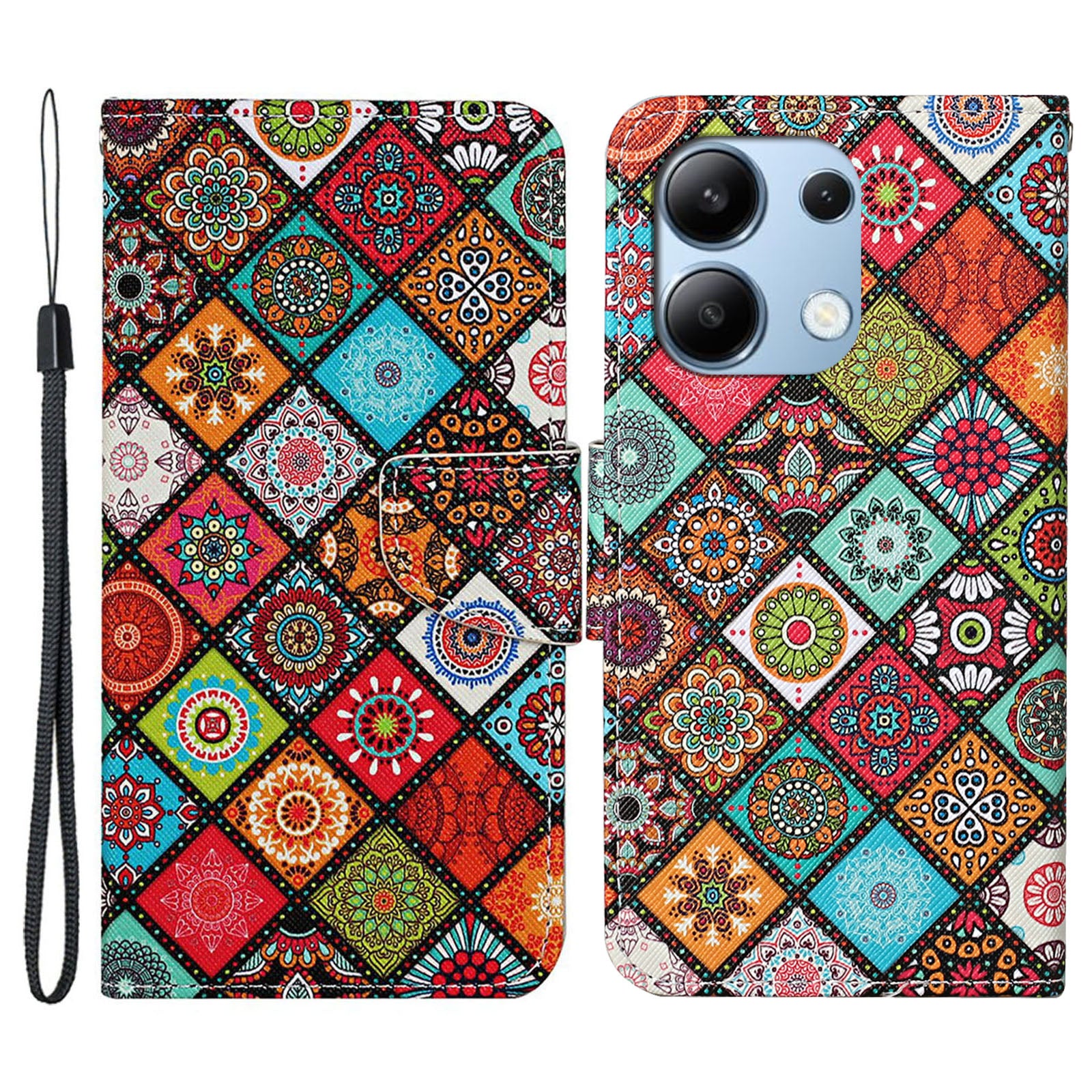 For Xiaomi Redmi Note 13 4G Case PU Leather Stand Wallet Phone Cover Pattern Printing