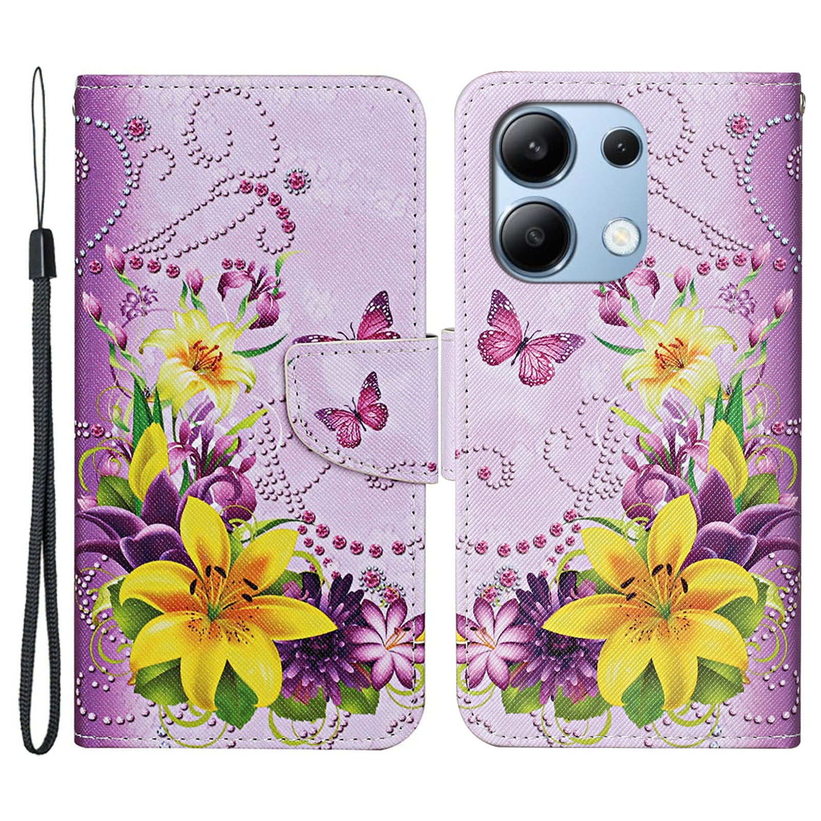 For Xiaomi Redmi Note 13 4G Case PU Leather Stand Wallet Phone Cover Pattern Printing