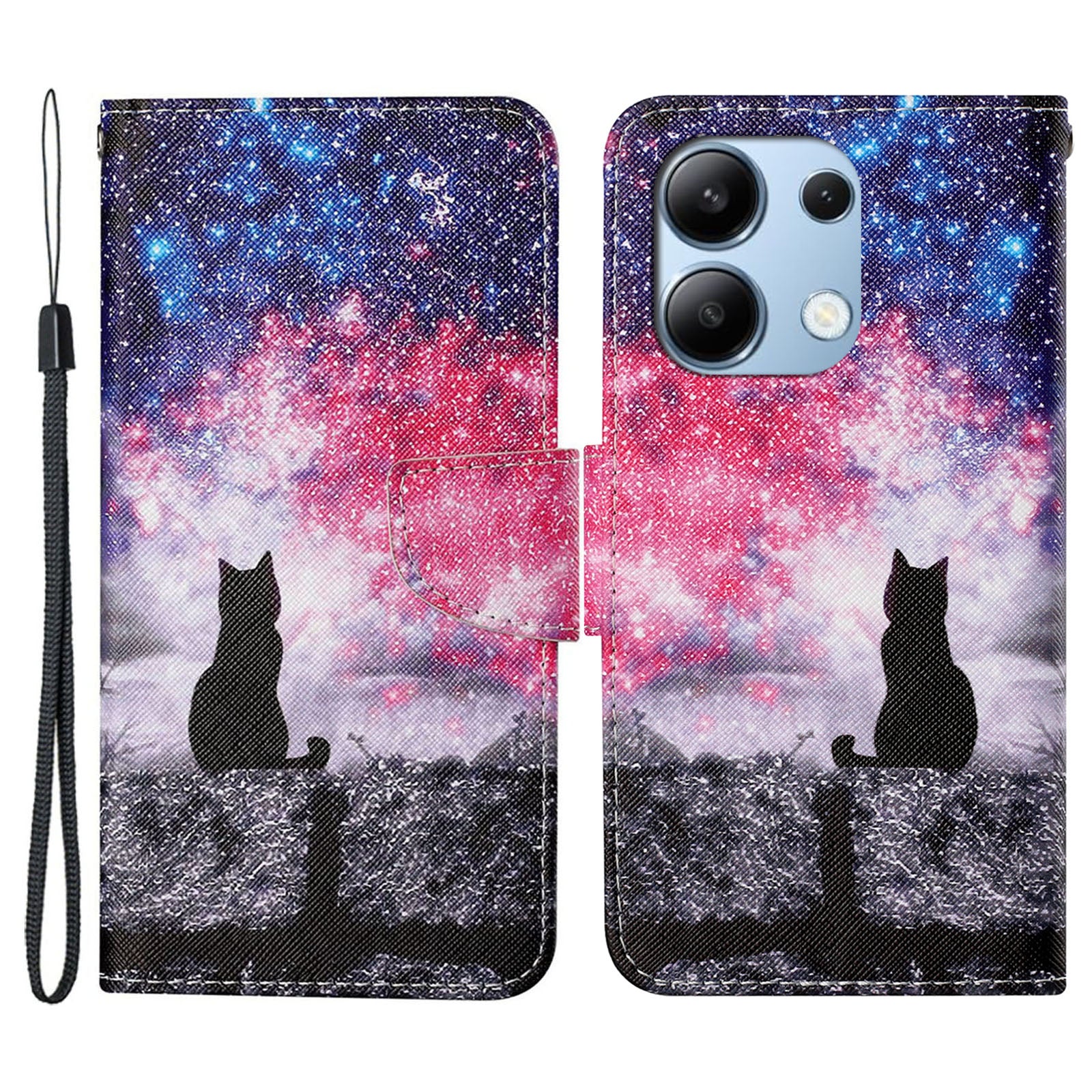 For Xiaomi Redmi Note 13 4G Case PU Leather Stand Wallet Phone Cover Pattern Printing