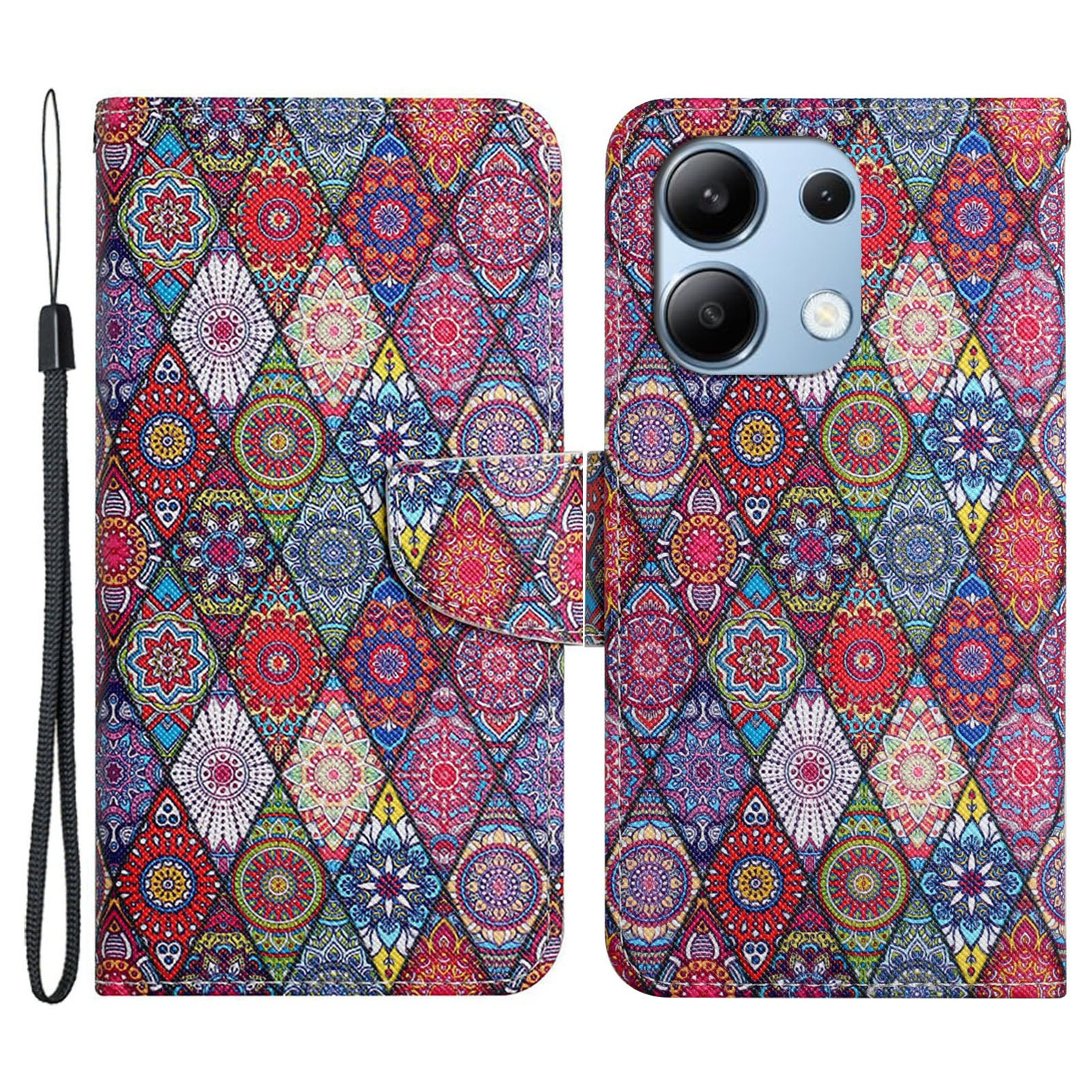 For Xiaomi Redmi Note 13 4G Case PU Leather Stand Wallet Phone Cover Pattern Printing
