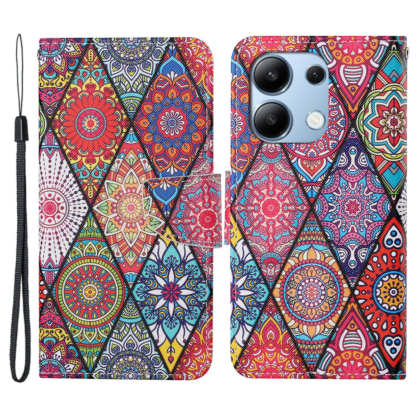 For Xiaomi Redmi Note 13 4G Case PU Leather Stand Wallet Phone Cover Pattern Printing