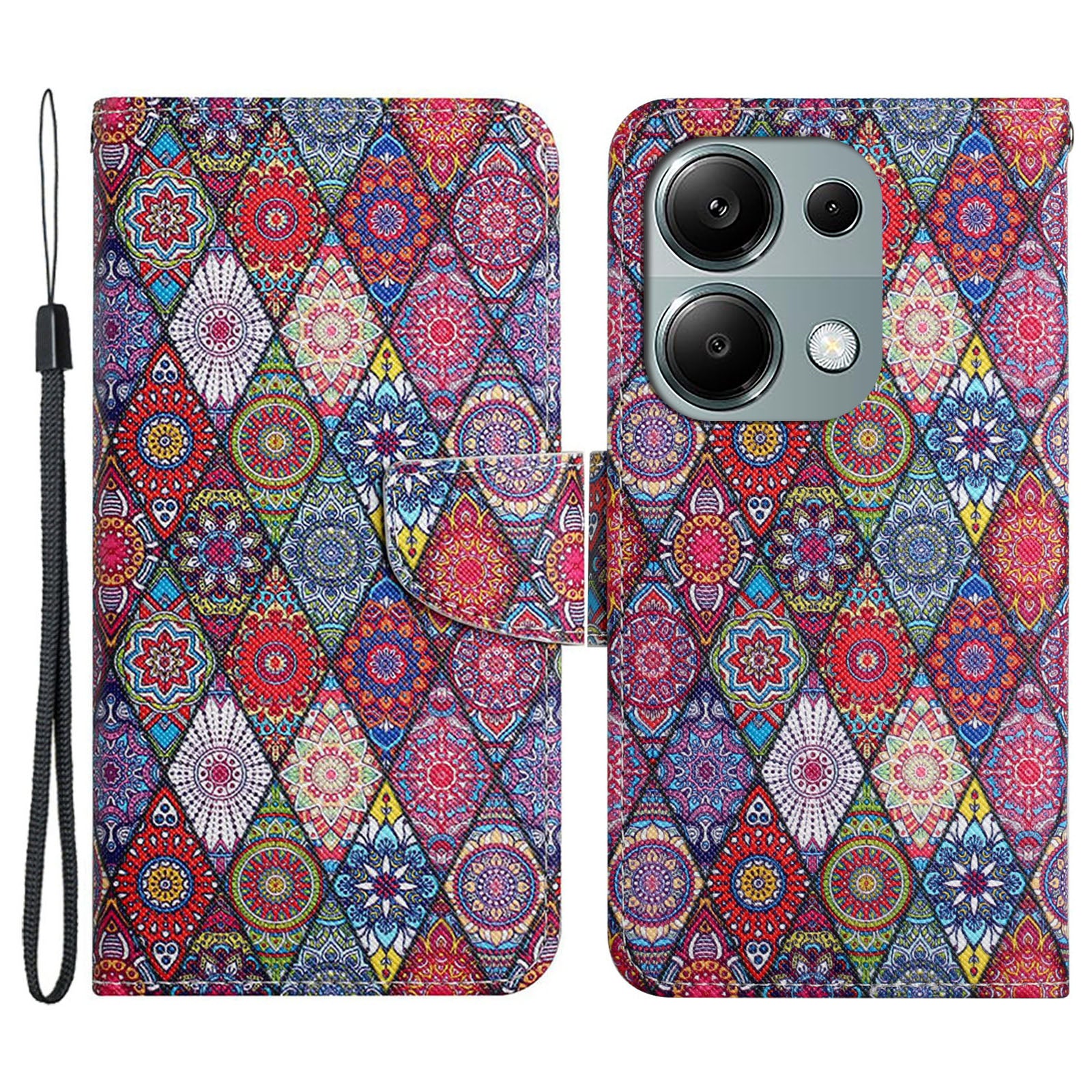 For Xiaomi Redmi Note 13 Pro 4G / Poco M6 Pro 4G Leather Case Pattern Printing Wallet Phone Cover