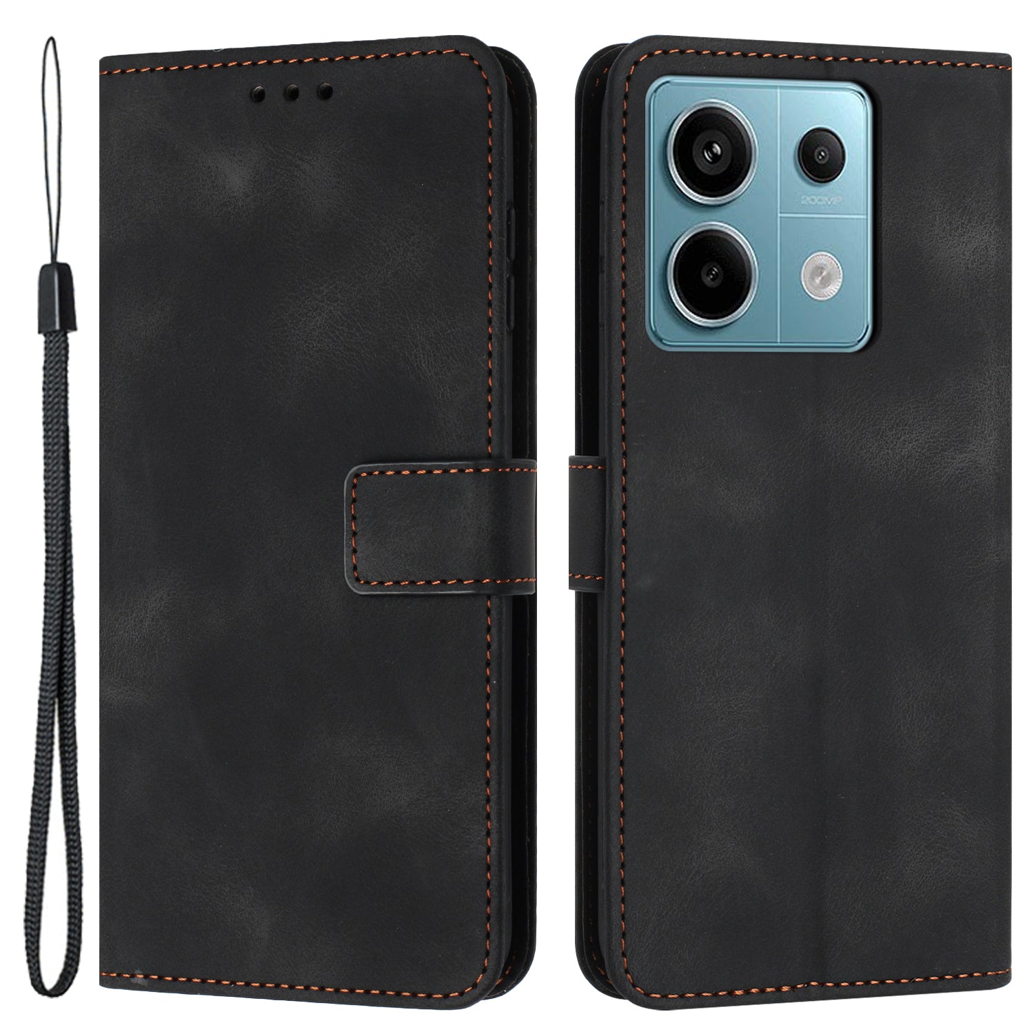 For Xiaomi Redmi Note 13 5G Leather Case Solid Color Wallet Protective Phone Cover