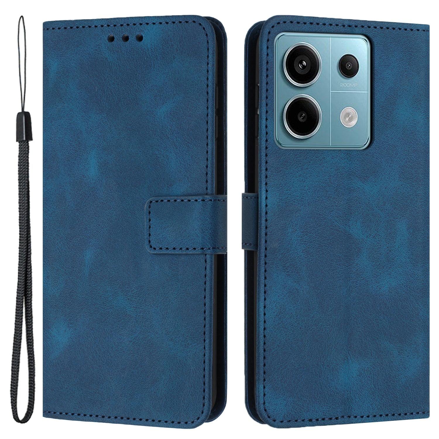 For Xiaomi Redmi Note 13 5G Leather Case Solid Color Wallet Protective Phone Cover
