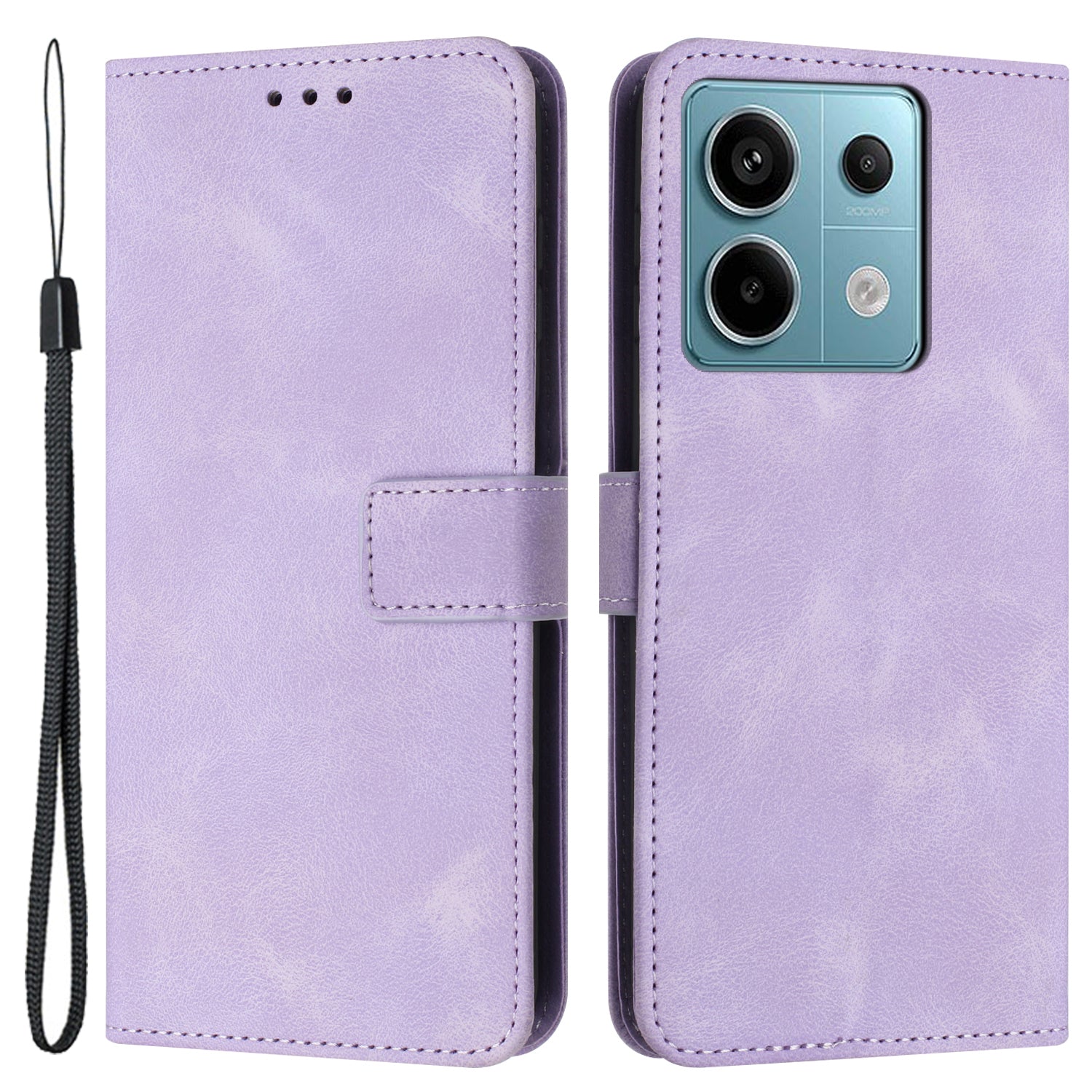 For Xiaomi Redmi Note 13 5G Leather Case Solid Color Wallet Protective Phone Cover
