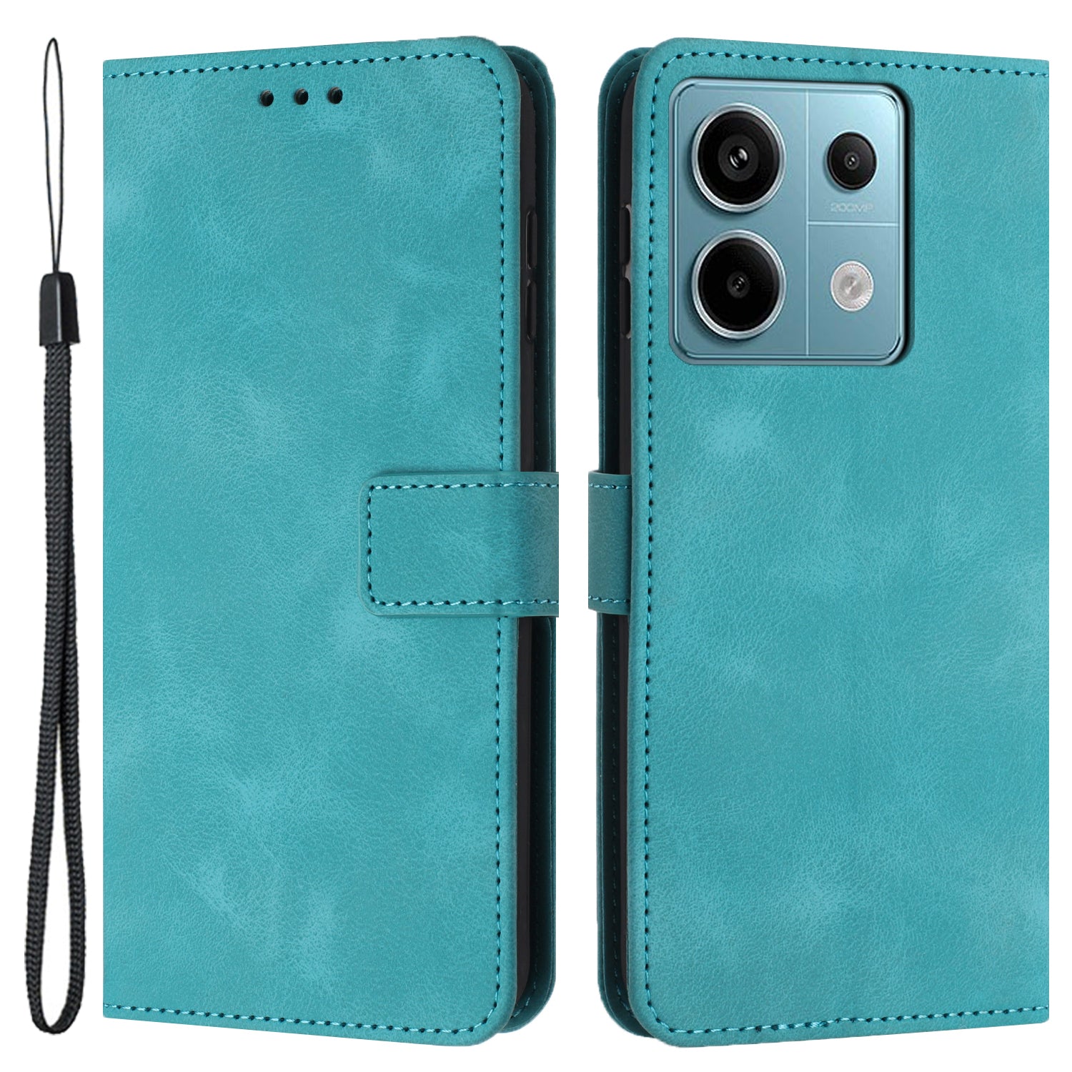 For Xiaomi Redmi Note 13 5G Leather Case Solid Color Wallet Protective Phone Cover