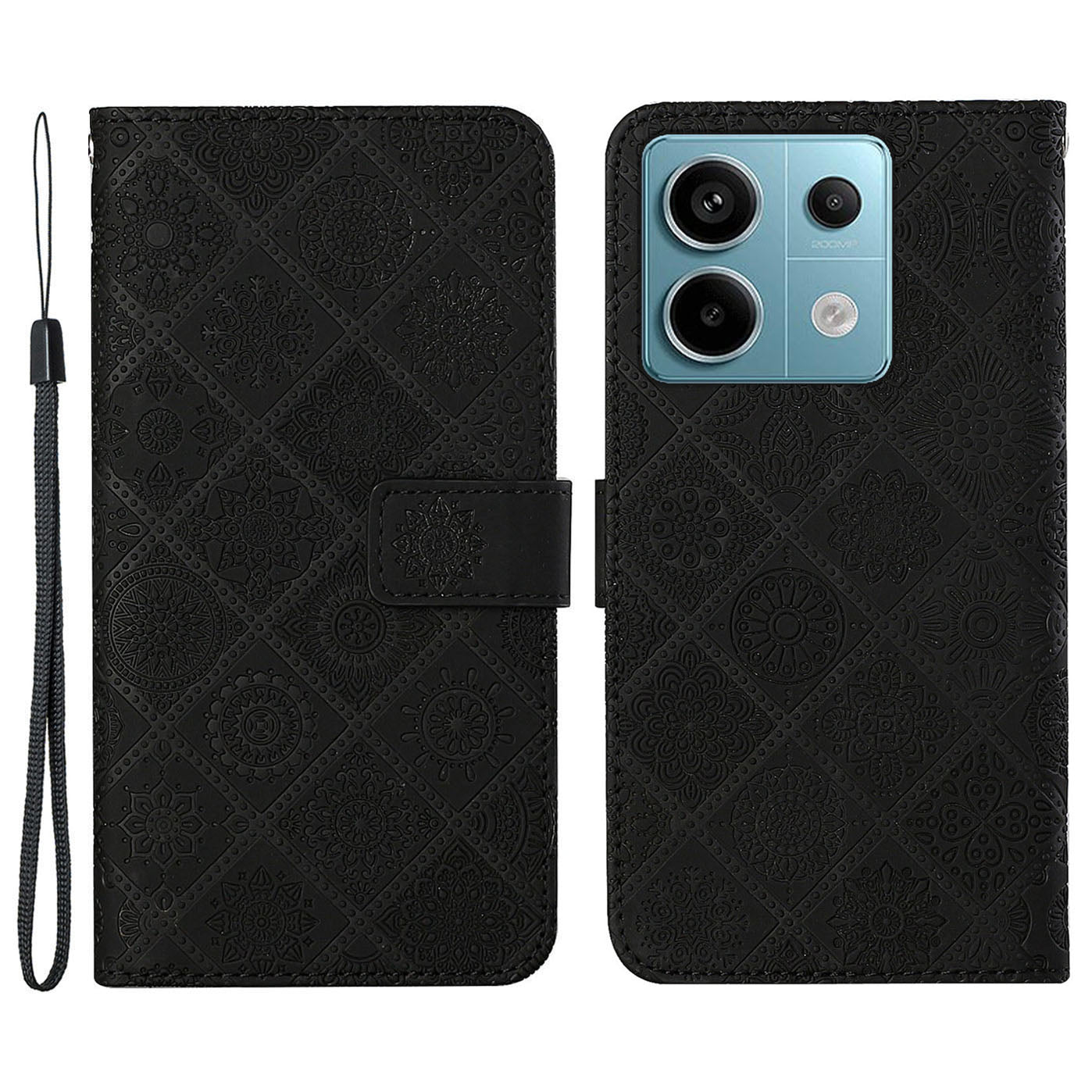 For Xiaomi Redmi Note 13 Pro 5G / Poco X6 5G Case Ethnic Style Imprinted Flower Pattern Leather Phone Cover