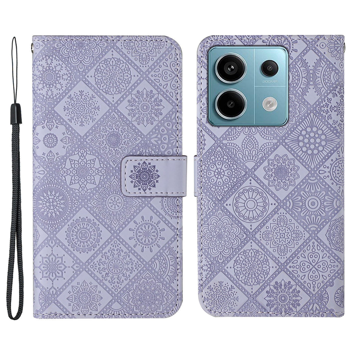 For Xiaomi Redmi Note 13 Pro 5G / Poco X6 5G Case Ethnic Style Imprinted Flower Pattern Leather Phone Cover