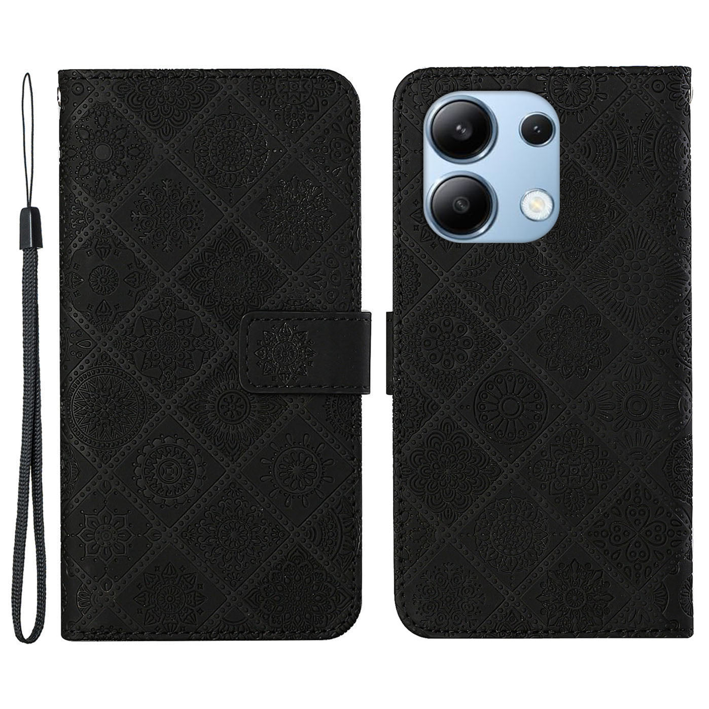 For Xiaomi Redmi Note 13 4G Cell Phone Case Ethnic Style Imprinted Flower Pattern Cover